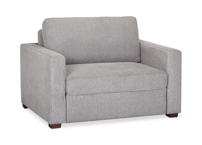 Fauteuil-lit Dusk de 52 po en tissu d’apparence lin avec accoudoirs rectilignes - gris