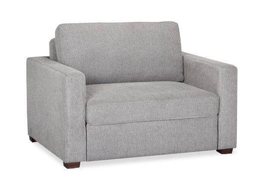 Fauteuil-lit Dusk de 52 po en tissu d’apparence lin avec accoudoirs rectilignes - gris