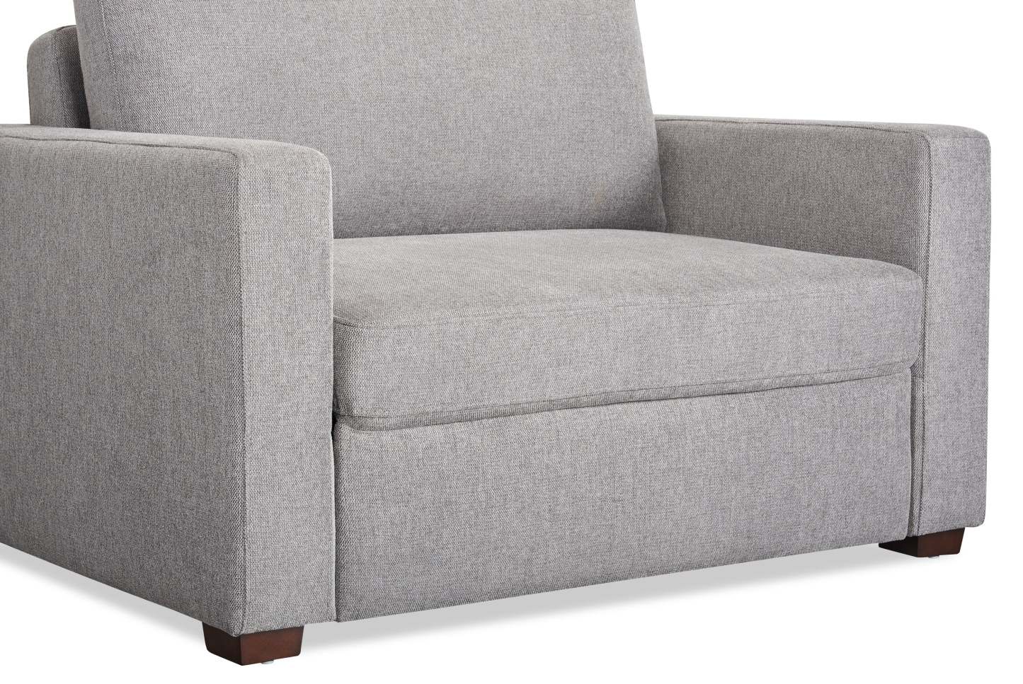 Fauteuil-lit Dusk de 52 po en tissu d’apparence lin avec accoudoirs rectilignes - gris