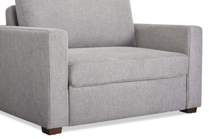 Fauteuil-lit Dusk de 52 po en tissu d’apparence lin avec accoudoirs rectilignes - gris