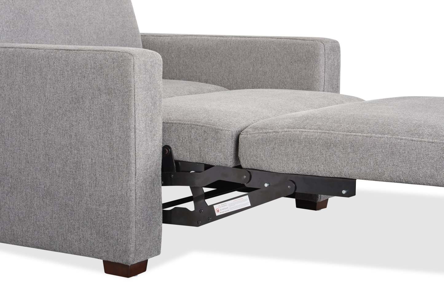 Fauteuil-lit Dusk de 52 po en tissu d’apparence lin avec accoudoirs rectilignes - gris