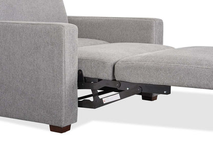 Fauteuil-lit Dusk de 52 po en tissu d’apparence lin avec accoudoirs rectilignes - gris