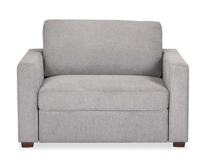 Fauteuil-lit Dusk de 52 po en tissu d’apparence lin avec accoudoirs rectilignes - gris