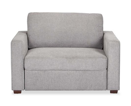 Fauteuil-lit Dusk de 52 po en tissu d’apparence lin avec accoudoirs rectilignes - gris