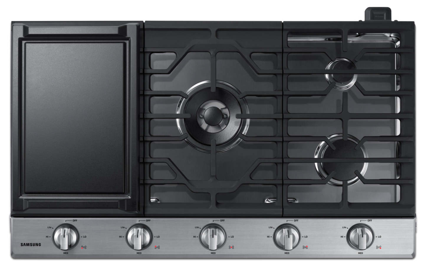 Surface de cuisson à gaz Samsung de 36 po avec brûleur double – NA36K6550TS
