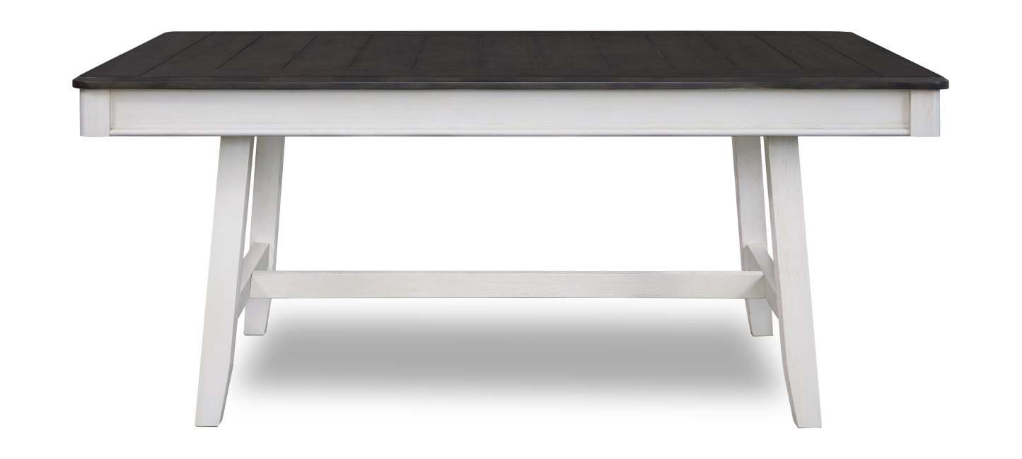 Echo 6pc Dining Table Set with Table, Bench & 4 Chairs, Storage Drawers, Trestle Base, 70W - White/Grey | Ensemble de table de salle à manger Echo 6 pièces avec table de 70 po (L), tiroirs de rangement, base à tréteaux, banc et 4 chaises - blanc-gris