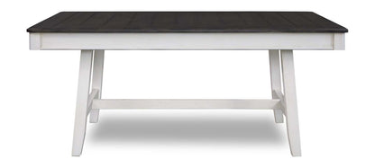 Echo 6pc Dining Table Set with Table, Bench & 4 Chairs, Storage Drawers, Trestle Base, 70W - White/Grey | Ensemble de table de salle à manger Echo 6 pièces avec table de 70 po (L), tiroirs de rangement, base à tréteaux, banc et 4 chaises - blanc-gris