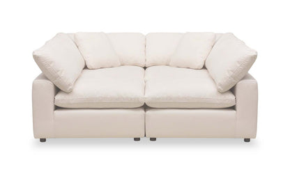 Eclipse Modular 4-Piece Linen-Look Fabric Pit Sofa Sectional with Reversible Feather Down Cushions - Linen White | Canapé sectionnel modulaire Eclipse 4 pièces en tissu d'apparence lin avec coussins réversibles en duvet et plumes - blanc lin