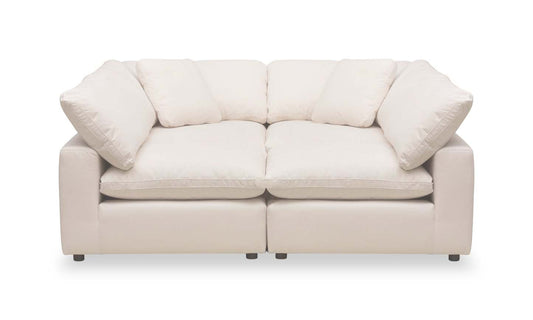 Eclipse Modular 4-Piece Linen-Look Fabric Pit Sofa Sectional with Reversible Feather Down Cushions - Linen White | Canapé sectionnel modulaire Eclipse 4 pièces en tissu d'apparence lin avec coussins réversibles en duvet et plumes - blanc lin