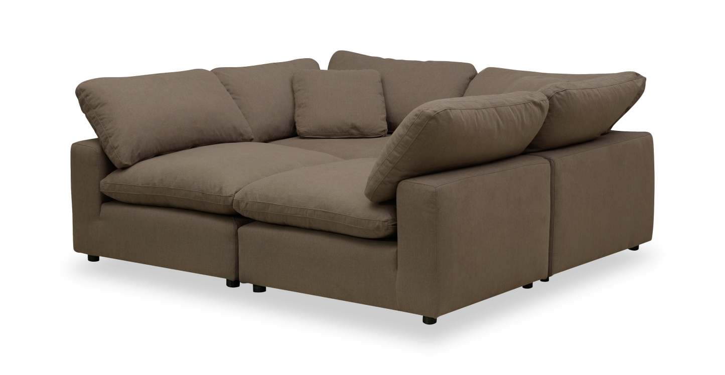 Canapé sectionnel modulaire Eclipse 4 pièces en tissu d'apparence lin - ardoise