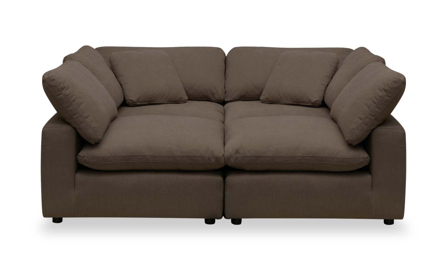 Canapé sectionnel modulaire Eclipse 4 pièces en tissu d'apparence lin - ardoise