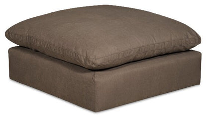 Eclipse Modular 5-Piece Linen-Look Fabric Sectional with Ottoman and Reversible Feather Down Cushions - Slate Grey | Canapé sectionnel modulaire Eclipse 5 pièces en tissu d’apparence lin avec pouf et coussins réversibles en duvet et plumes - gris ardoise