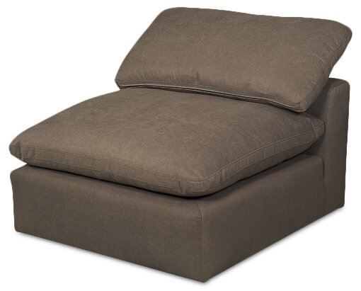 Eclipse Modular 5-Piece Linen-Look Fabric Sectional with Ottoman and Reversible Feather Down Cushions - Slate Grey | Canapé sectionnel modulaire Eclipse 5 pièces en tissu d’apparence lin avec pouf et coussins réversibles en duvet et plumes - gris ardoise