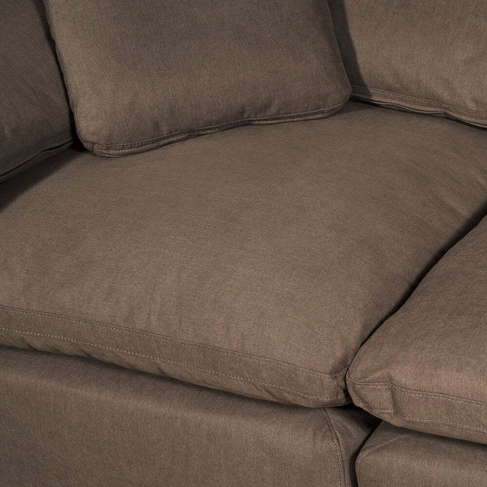 Eclipse Modular 5-Piece Linen-Look Fabric Sectional with Ottoman and Reversible Feather Down Cushions - Slate Grey | Canapé sectionnel modulaire Eclipse 5 pièces en tissu d’apparence lin avec pouf et coussins réversibles en duvet et plumes - gris ardoise
