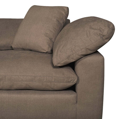 Eclipse Modular 5-Piece Linen-Look Fabric Sectional with Ottoman and Reversible Feather Down Cushions - Slate Grey | Canapé sectionnel modulaire Eclipse 5 pièces en tissu d’apparence lin avec pouf et coussins réversibles en duvet et plumes - gris ardoise