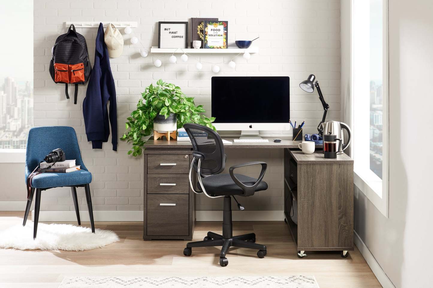 Chaise de salle à manger Eden avec tissu d'apparence lin, métal - Bleu | Chaise de salle à manger Eden en tissu d'apparence lin et en métal - bleue