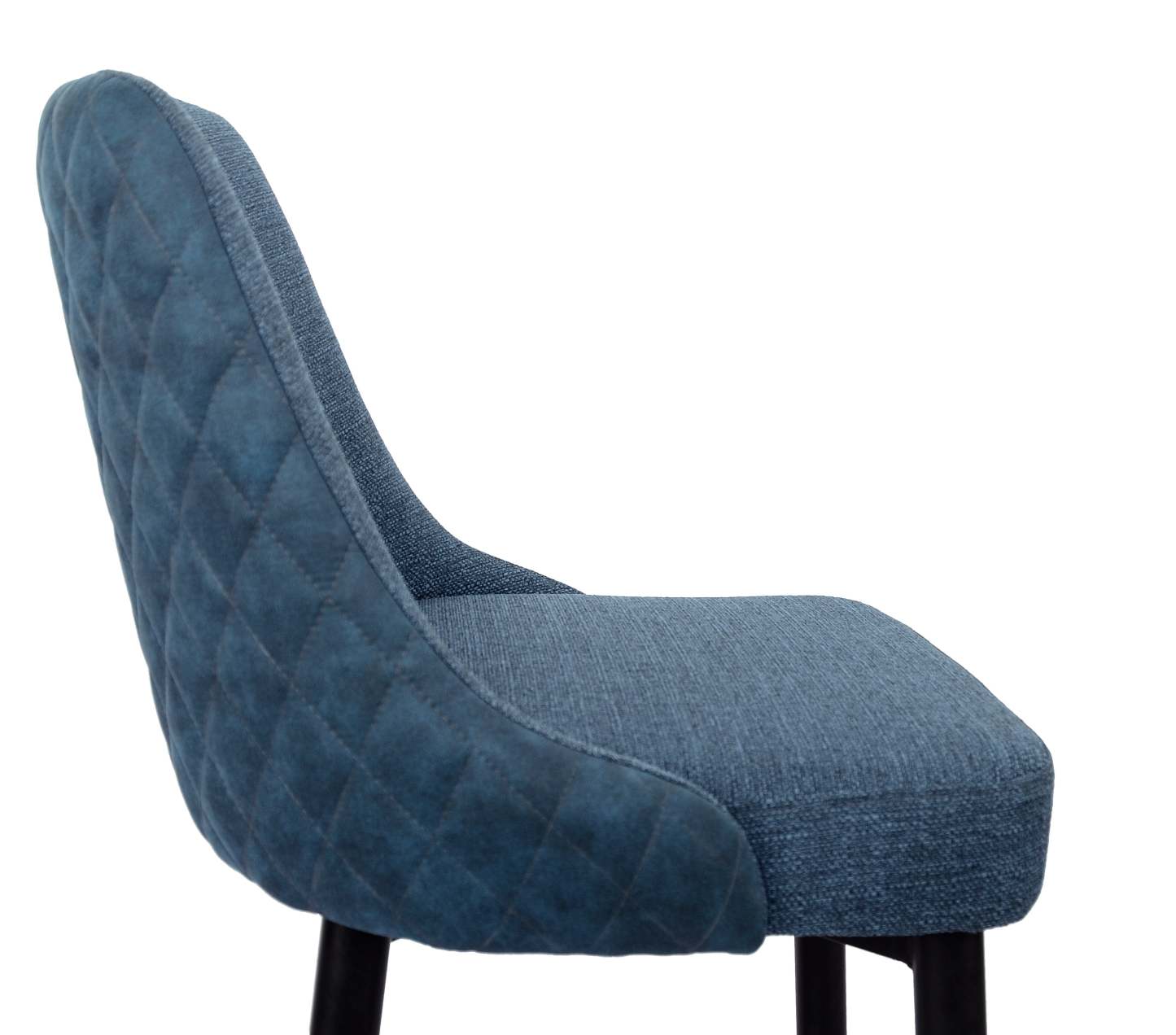Chaise de salle à manger Eden avec tissu d'apparence lin, métal - Bleu | Chaise de salle à manger Eden en tissu d'apparence lin et en métal - bleue