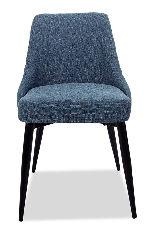 Chaise de salle à manger Eden avec tissu d'apparence lin, métal - Bleu | Chaise de salle à manger Eden en tissu d'apparence lin et en métal - bleue