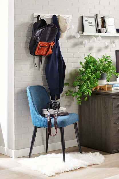 Chaise de salle à manger Eden avec tissu d'apparence lin, métal - Bleu | Chaise de salle à manger Eden en tissu d'apparence lin et en métal - bleue