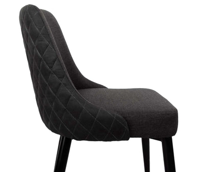 Chaise de salle à manger Eden avec tissu d'apparence lin, métal - Charbon | Chaise de salle à manger Eden en tissu d'apparence lin et en métal - anthracite