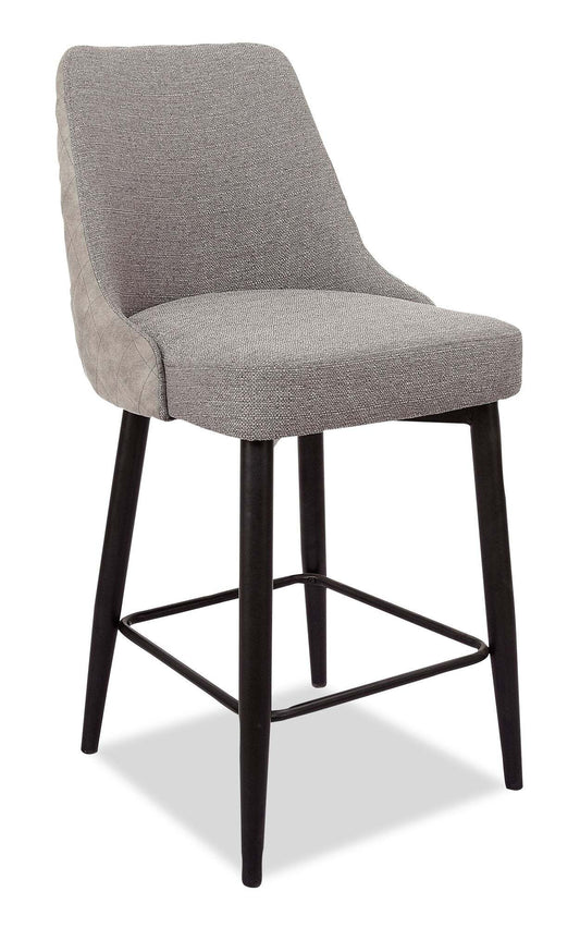 Tabouret à hauteur de comptoir Eden avec tissu d'apparence lin, métal - gris | Tabouret Eden de hauteur comptoir en tissu d'apparence lin et en métal - gris
