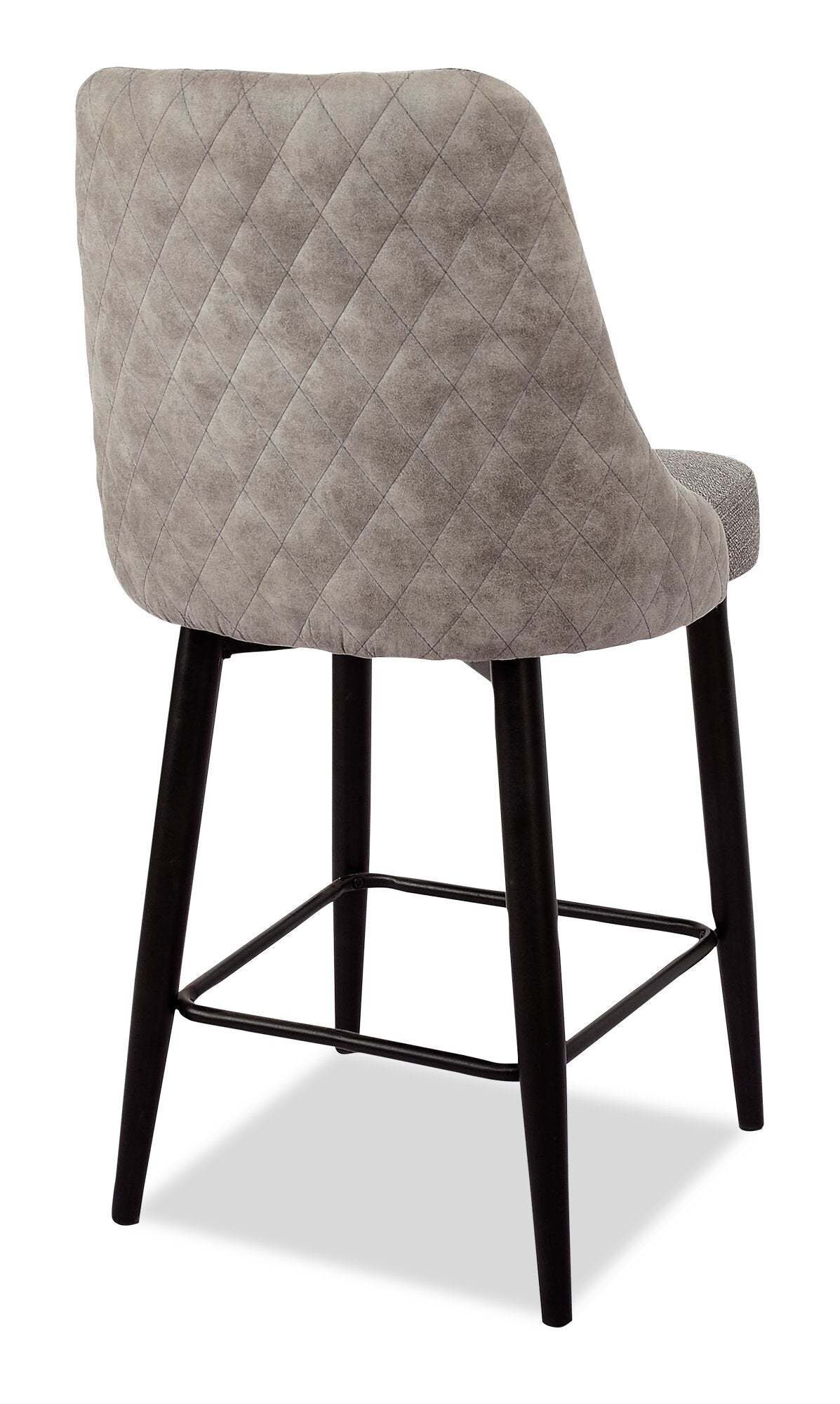 Tabouret à hauteur de comptoir Eden avec tissu d'apparence lin, métal - gris | Tabouret Eden de hauteur comptoir en tissu d'apparence lin et en métal - gris