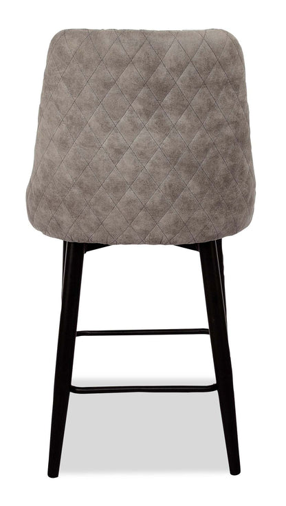 Tabouret à hauteur de comptoir Eden avec tissu d'apparence lin, métal - gris | Tabouret Eden de hauteur comptoir en tissu d'apparence lin et en métal - gris