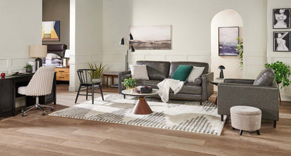 Fauteuil Edge de 35 po en cuir véritable avec pattes en bois et coussin de dossier amovible - gris