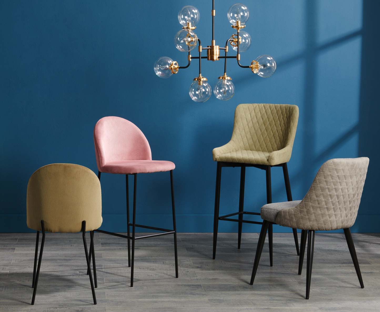 Chaise de salle à manger Eden avec tissu d'apparence lin, métal - Gris | Chaise de salle à manger Eden en tissu d'apparence lin et en métal - grise