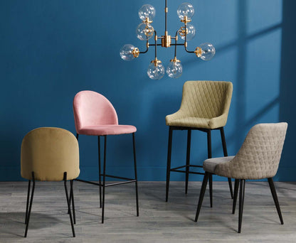 Chaise de salle à manger Eden avec tissu d'apparence lin, métal - Gris | Chaise de salle à manger Eden en tissu d'apparence lin et en métal - grise