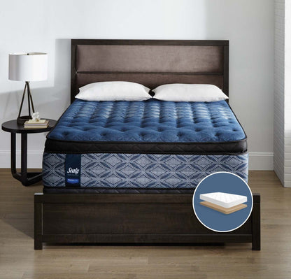 Sealy Posturepedic Plus Mornington Medium Euro Pillow-Top Low-Profile Queen Mattress Set|Ensemble semi-ferme Euro-plateau profil bas Mornington Posturepedic Plus Sealy pour grand lit