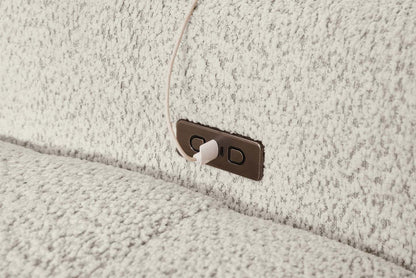 Scott Living Elevate Modular 7-Piece Left-Facing Chenille Fabric Power Sliding Sectional with Storage - Beige | Canapé sectionnel modulaire à coulissement électrique de gauche Elevate de Scott Living 7 pièces en tissu de chenille avec rangement - beige