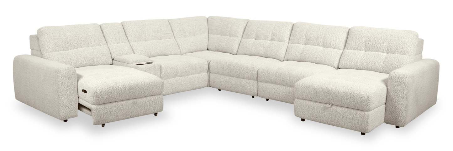Sofa sectionnel modulaire à coulissement électrique de droite Elevate de Scott Living 7 pièces en tissu de chenille avec rangement - beige