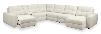 Sofa sectionnel modulaire à coulissement électrique de droite Elevate de Scott Living 7 pièces en tissu de chenille avec rangement - beige