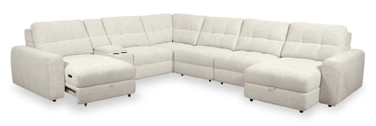 Sofa sectionnel modulaire à coulissement électrique de droite Elevate de Scott Living 7 pièces en tissu de chenille avec rangement - beige