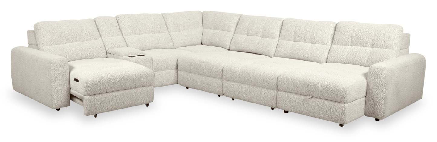 Sofa sectionnel modulaire à coulissement électrique de droite Elevate de Scott Living 7 pièces en tissu de chenille avec rangement - beige