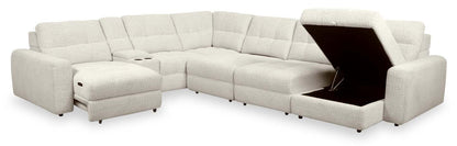 Sofa sectionnel modulaire à coulissement électrique de droite Elevate de Scott Living 7 pièces en tissu de chenille avec rangement - beige