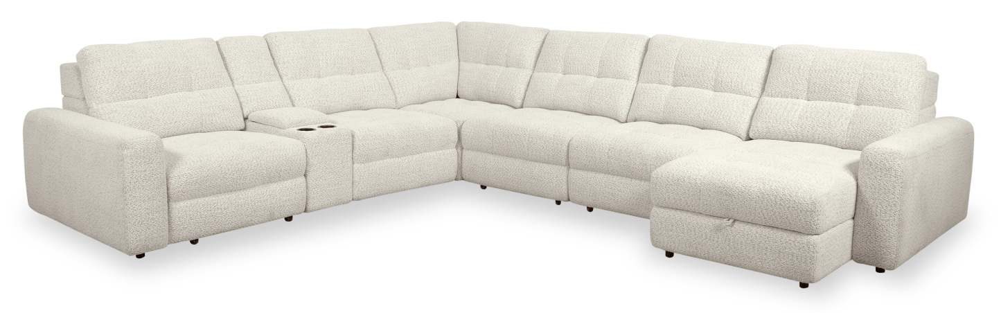 Sofa sectionnel modulaire à coulissement électrique de droite Elevate de Scott Living 7 pièces en tissu de chenille avec rangement - beige