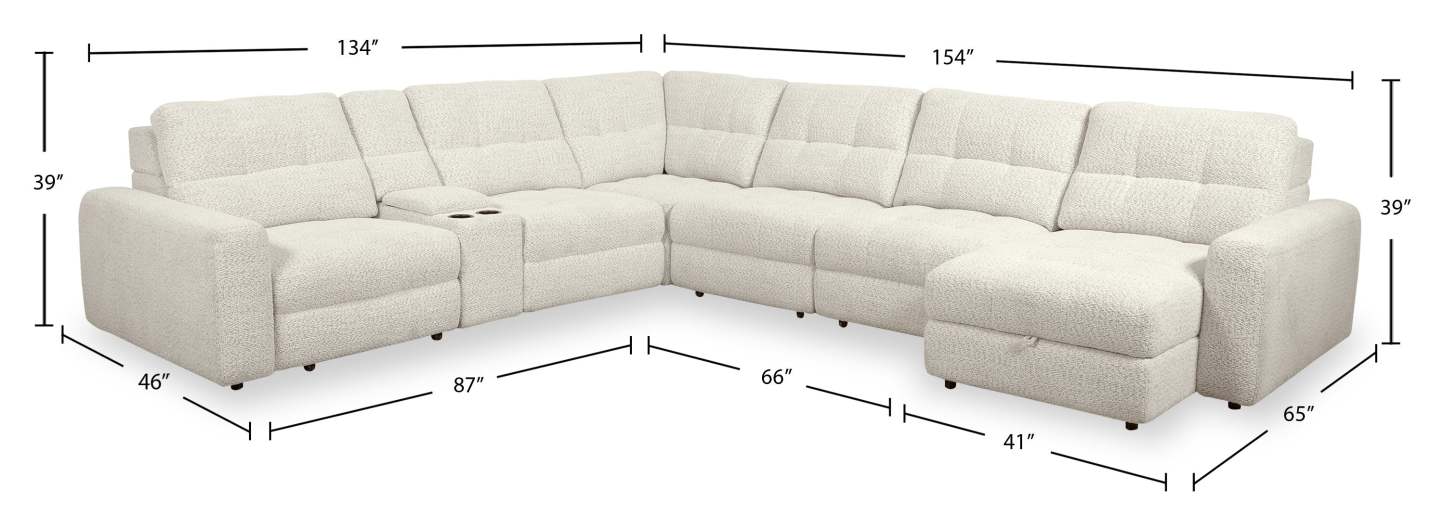 Sofa sectionnel modulaire à coulissement électrique de droite Elevate de Scott Living 7 pièces en tissu de chenille avec rangement - beige