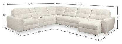 Sofa sectionnel modulaire à coulissement électrique de droite Elevate de Scott Living 7 pièces en tissu de chenille avec rangement - beige