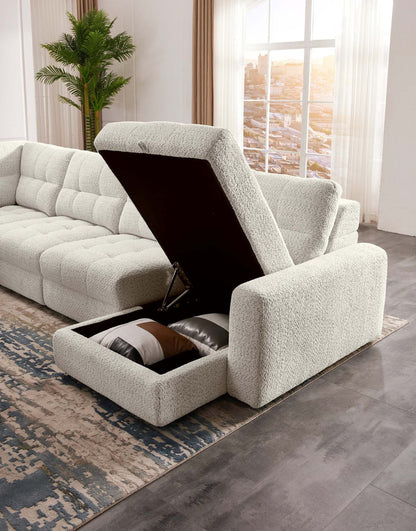 Sofa sectionnel modulaire à coulissement électrique de droite Elevate de Scott Living 7 pièces en tissu de chenille avec rangement - beige