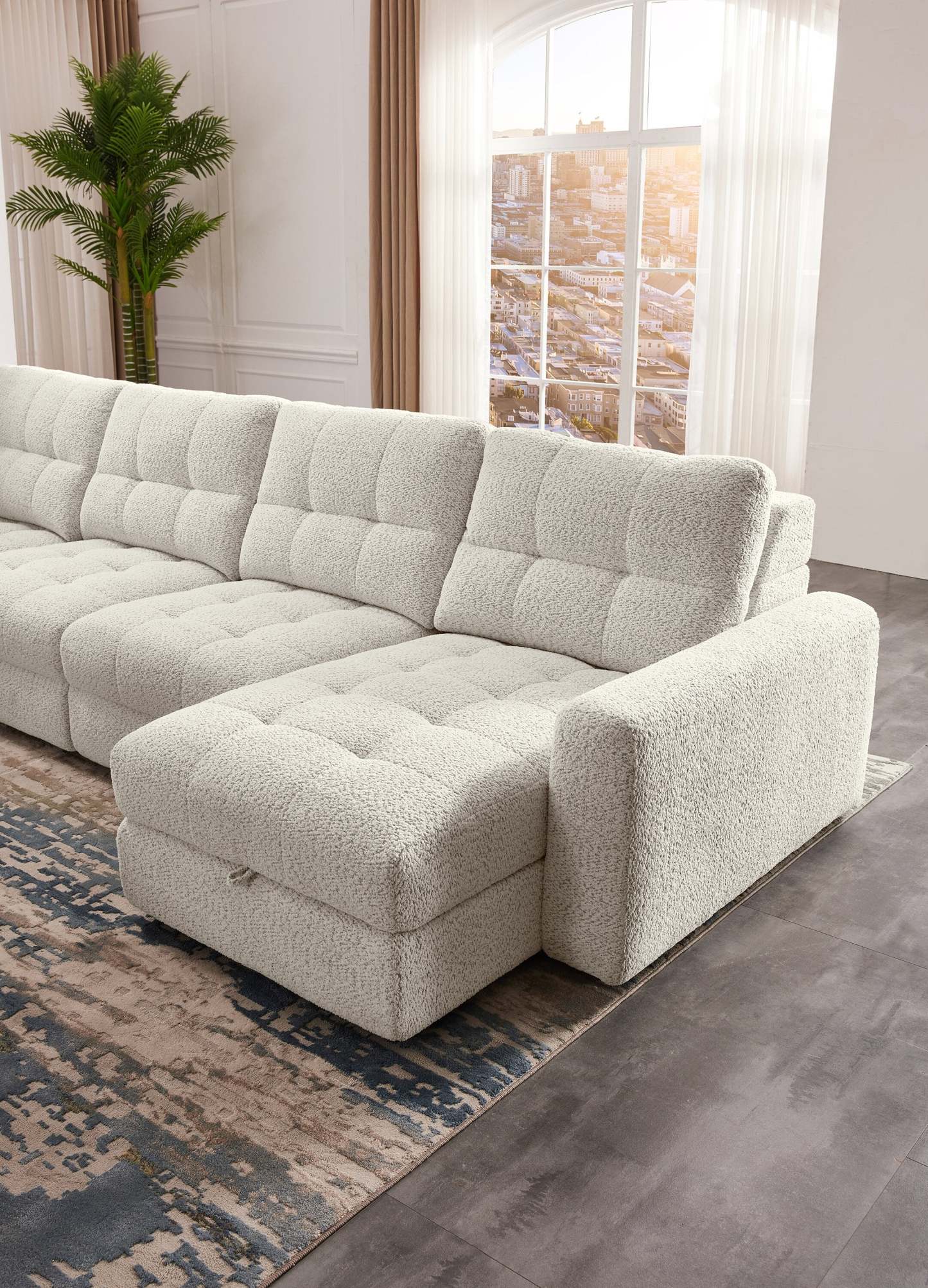 Sofa sectionnel modulaire à coulissement électrique de droite Elevate de Scott Living 7 pièces en tissu de chenille avec rangement - beige