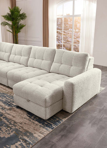 Sofa sectionnel modulaire à coulissement électrique de droite Elevate de Scott Living 7 pièces en tissu de chenille avec rangement - beige