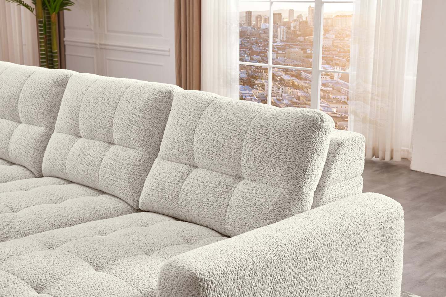 Sofa sectionnel modulaire à coulissement électrique de droite Elevate de Scott Living 7 pièces en tissu de chenille avec rangement - beige