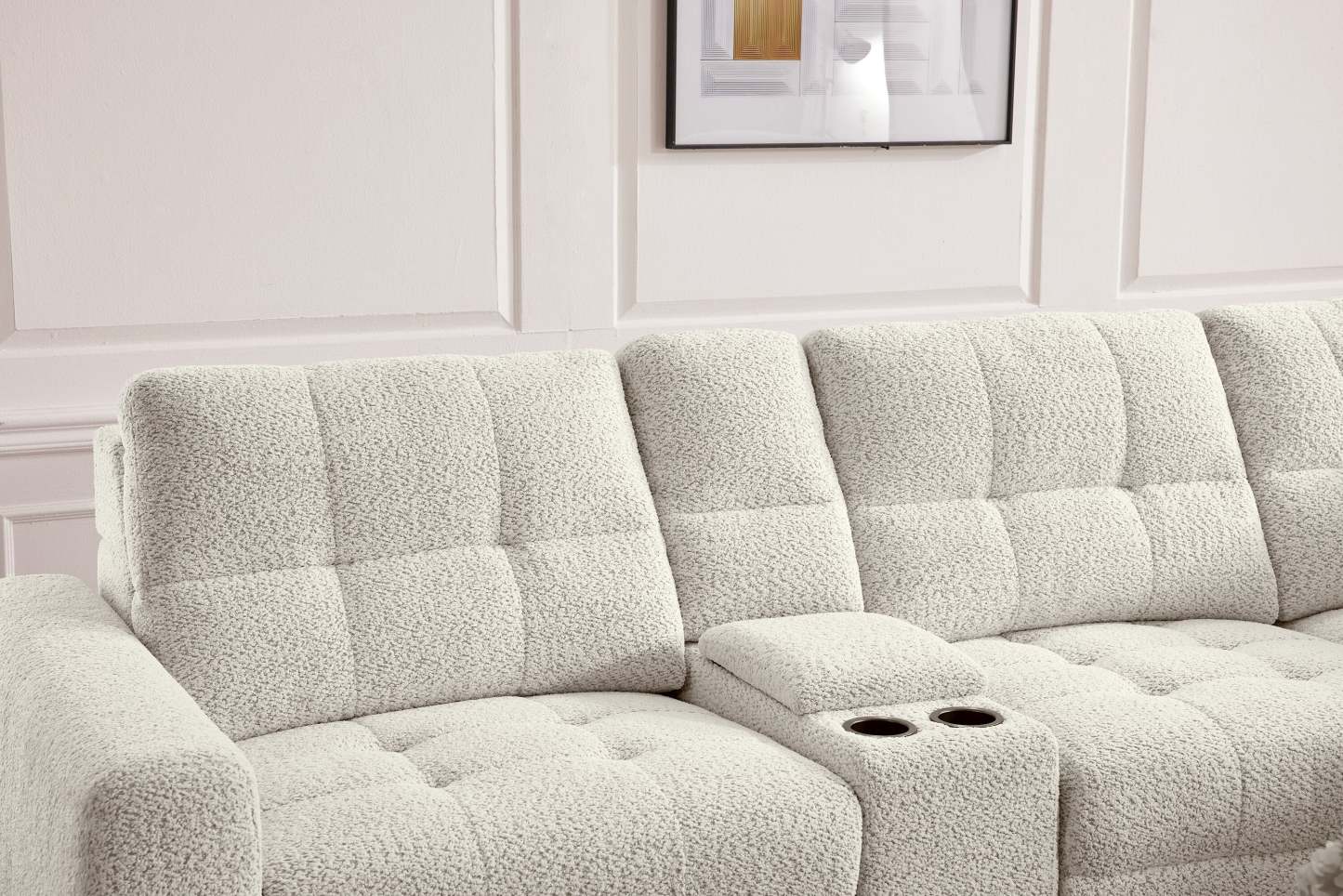 Sofa sectionnel modulaire à coulissement électrique de droite Elevate de Scott Living 7 pièces en tissu de chenille avec rangement - beige