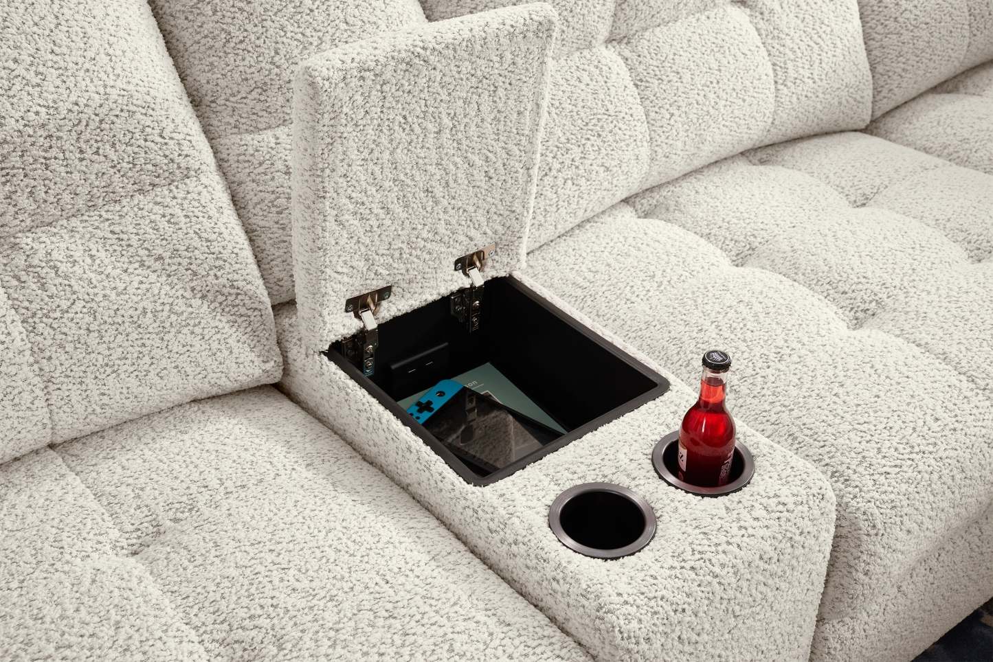 Sofa sectionnel modulaire à coulissement électrique de droite Elevate de Scott Living 7 pièces en tissu de chenille avec rangement - beige