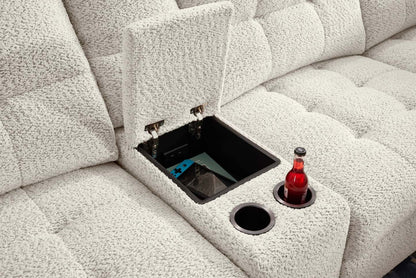 Sofa sectionnel modulaire à coulissement électrique de droite Elevate de Scott Living 7 pièces en tissu de chenille avec rangement - beige