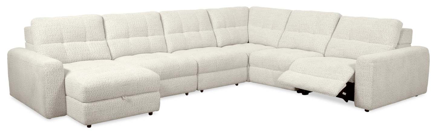 Scott Living Elevate Modular 6-Piece Left-Facing Chenille Fabric Power Reclining and Sliding Sectional - Beige | Canapé sectionnel modulaire à coulissement et inclinaison électriques de gauche Elevate de Scott Living 6 pièces en tissu de chenille - beige