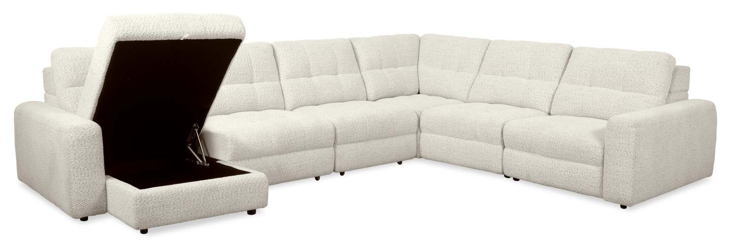 Scott Living Elevate Modular 6-Piece Left-Facing Chenille Fabric Power Reclining and Sliding Sectional - Beige | Canapé sectionnel modulaire à coulissement et inclinaison électriques de gauche Elevate de Scott Living 6 pièces en tissu de chenille - beige
