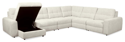 Scott Living Elevate Modular 6-Piece Left-Facing Chenille Fabric Power Reclining and Sliding Sectional - Beige | Canapé sectionnel modulaire à coulissement et inclinaison électriques de gauche Elevate de Scott Living 6 pièces en tissu de chenille - beige